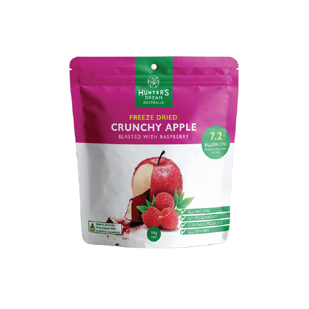 Freeze Dried Crunchy Apple & Raspberry with Probiotic 6 x 18g